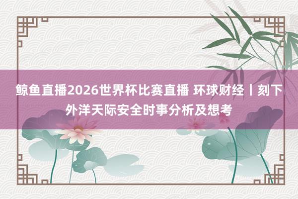 鲸鱼直播2026世界杯比赛直播 环球财经丨刻下外洋天际安全时事分析及想考
