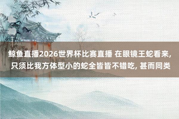 鲸鱼直播2026世界杯比赛直播 在眼镜王蛇看来, 只须比我方体型小的蛇全皆皆不错吃, 甚而同类