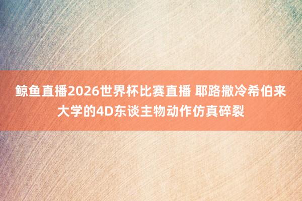 鲸鱼直播2026世界杯比赛直播 耶路撒冷希伯来大学的4D东谈主物动作仿真碎裂