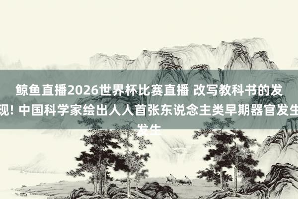 鲸鱼直播2026世界杯比赛直播 改写教科书的发现! 中国科学家绘出人人首张东说念主类早期器官发生