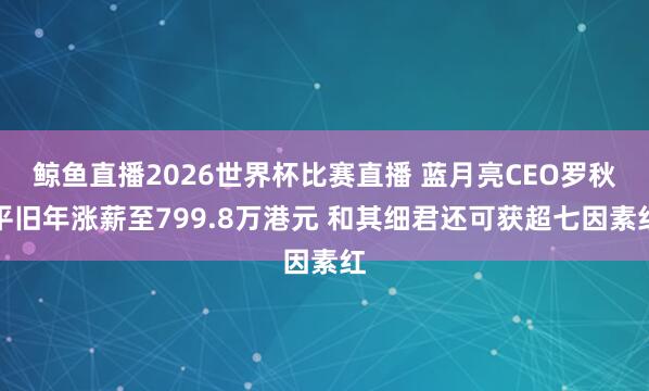鲸鱼直播2026世界杯比赛直播 蓝月亮CEO罗秋平旧年涨薪至799.8万港元 和其细君还可获超七因素红
