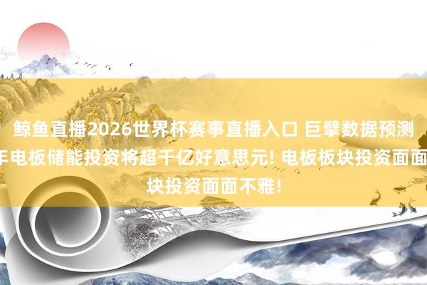 鲸鱼直播2026世界杯赛事直播入口 巨擘数据预测, 26年电板储能投资将超千亿好意思元! 电板板块投资面面不雅!