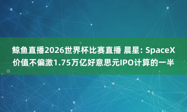 鲸鱼直播2026世界杯比赛直播 晨星: SpaceX价值不偏激1.75万亿好意思元IPO计算的一半