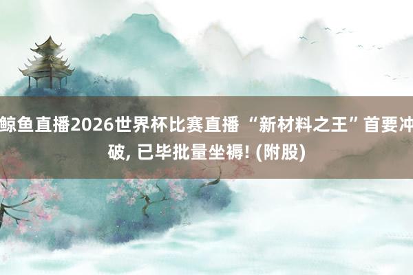 鲸鱼直播2026世界杯比赛直播 “新材料之王”首要冲破, 已毕批量坐褥! (附股)