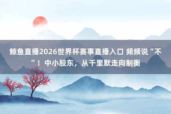 鲸鱼直播2026世界杯赛事直播入口 频频说“不”！中小股东，从千里默走向制衡