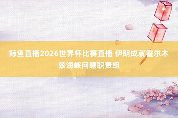鲸鱼直播2026世界杯比赛直播 伊朗成就霍尔木兹海峡问题职责组