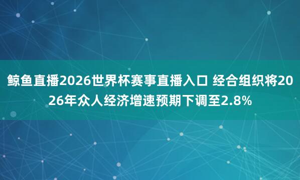 鲸鱼直播2026世界杯赛事直播入口 经合组织将2026年众人经济增速预期下调至2.8%