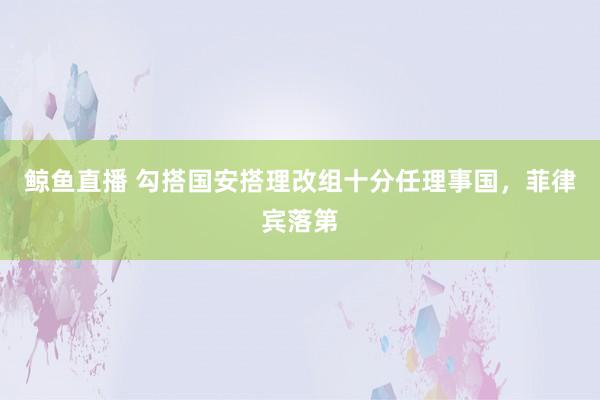 鲸鱼直播 勾搭国安搭理改组十分任理事国，菲律宾落第