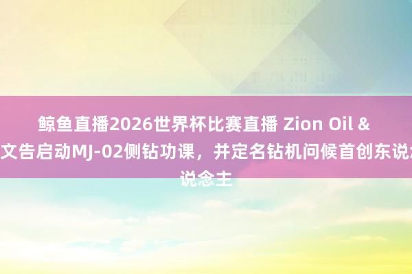 鲸鱼直播2026世界杯比赛直播 Zion Oil & Gas文告启动MJ-02侧钻功课，并定名钻机问候首创东说念主