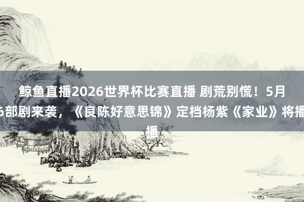 鲸鱼直播2026世界杯比赛直播 剧荒别慌！5月6部剧来袭，《良陈好意思锦》定档杨紫《家业》将播