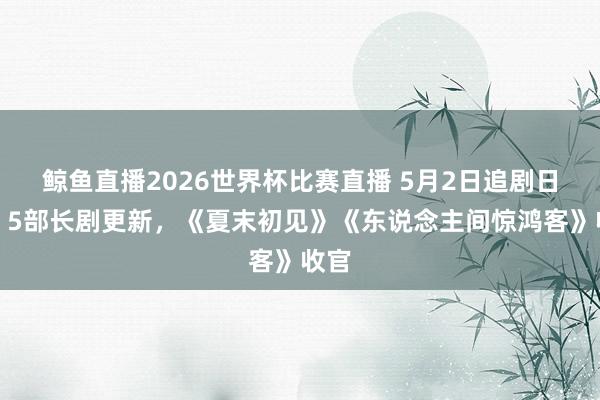 鲸鱼直播2026世界杯比赛直播 5月2日追剧日期：5部长剧更新，《夏末初见》《东说念主间惊鸿客》收官