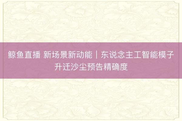 鲸鱼直播 新场景新动能｜东说念主工智能模子升迁沙尘预告精确度