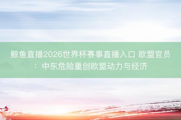鲸鱼直播2026世界杯赛事直播入口 欧盟官员：中东危险重创欧盟动力与经济