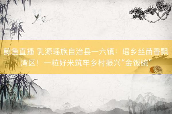 鲸鱼直播 乳源瑶族自治县一六镇:瑶乡丝苗香飘湾区!一粒好米筑牢乡村振兴“金饭碗”