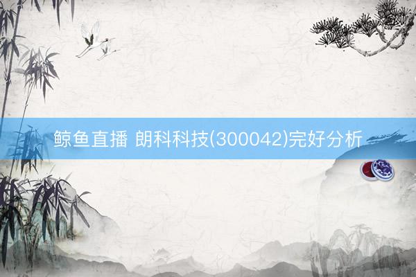 鲸鱼直播 朗科科技(300042)完好分析