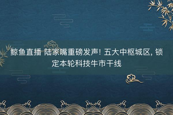 鲸鱼直播 陆家嘴重磅发声! 五大中枢城区, 锁定本轮科技牛市干线